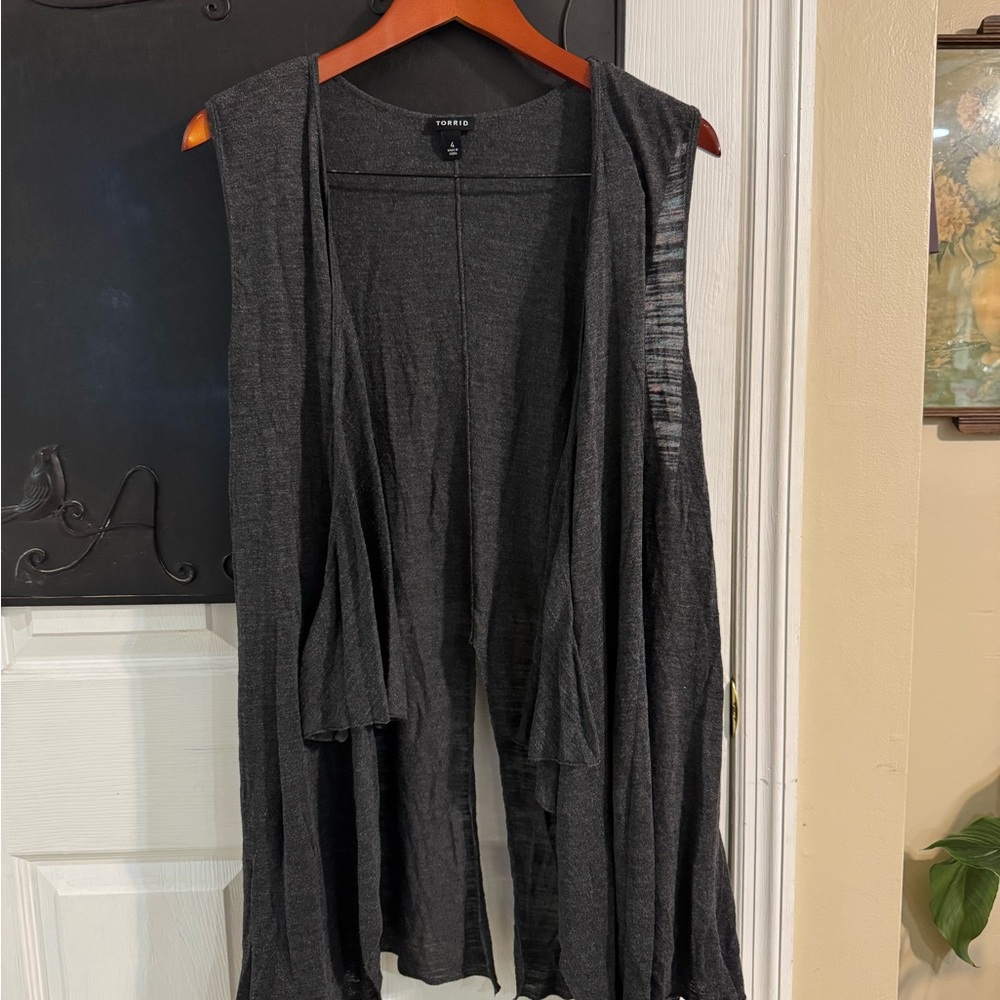 Torrid Charcoal Open Front Vest